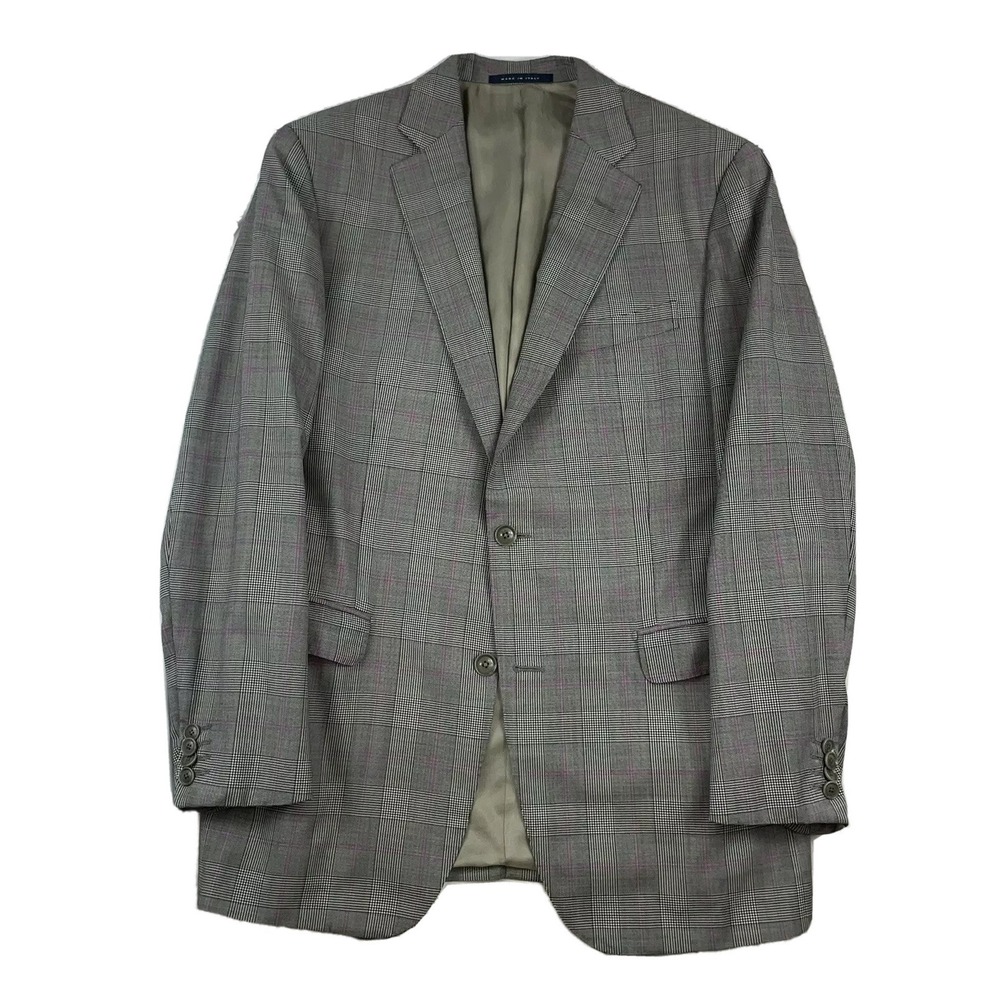 Pal Zileri Gray Purple‎ Checked Pure Wool Mens Blazer Size 42R LNWOT